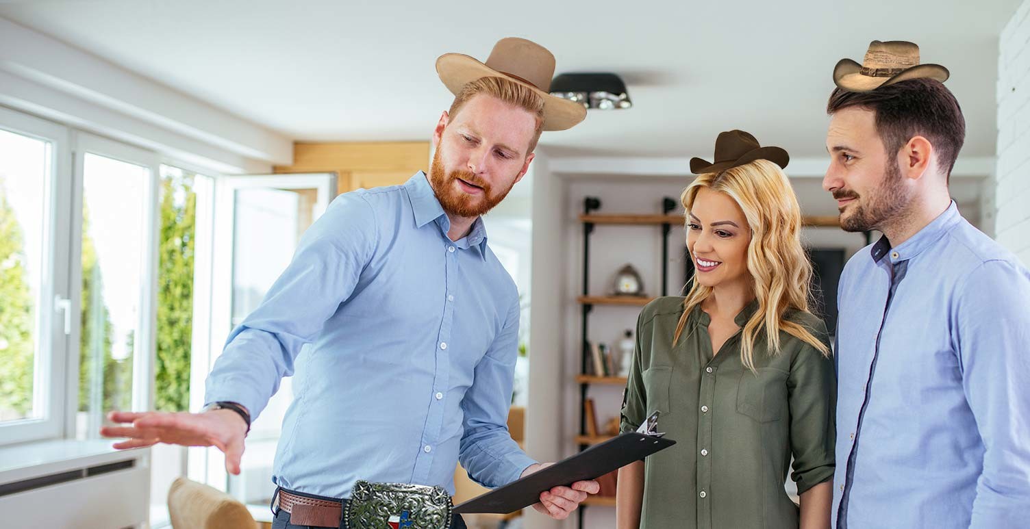 Realtor showing clients a home